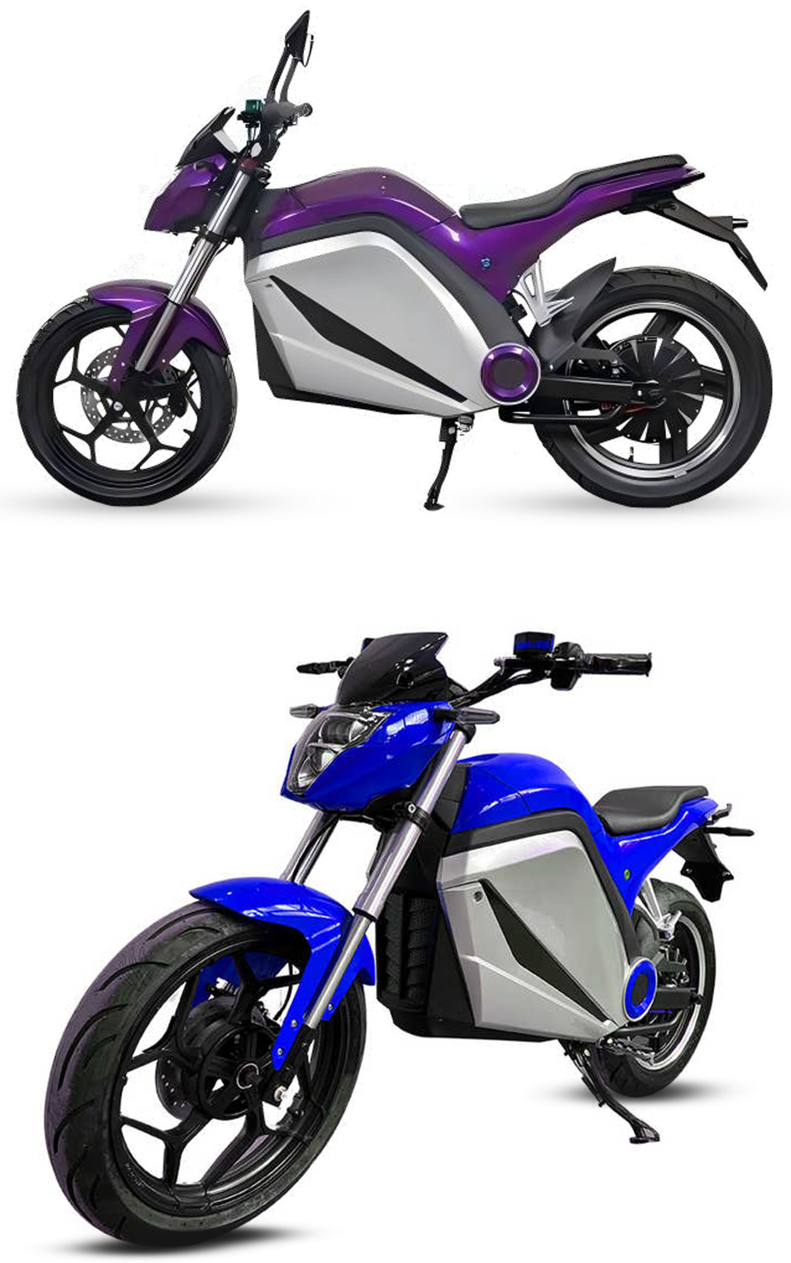 E5 electric motorbike top speed 80km/h front and side view